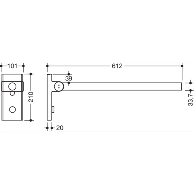 HEWI Mobile hinged support rail Mono