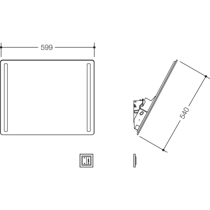 HEWI LED Adjustable mirror, motorised