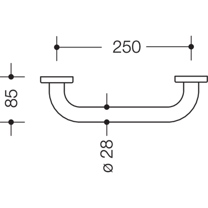 Wannen-/Haltegriff, 250 mm, Rosettenbefestigung, glänzend, 477-31-100