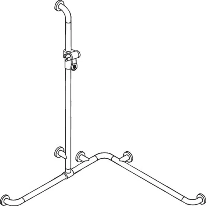 HEWI Rail with sideways adjustable vertical support bar and shower head holder incl. handheld shower and shower hose