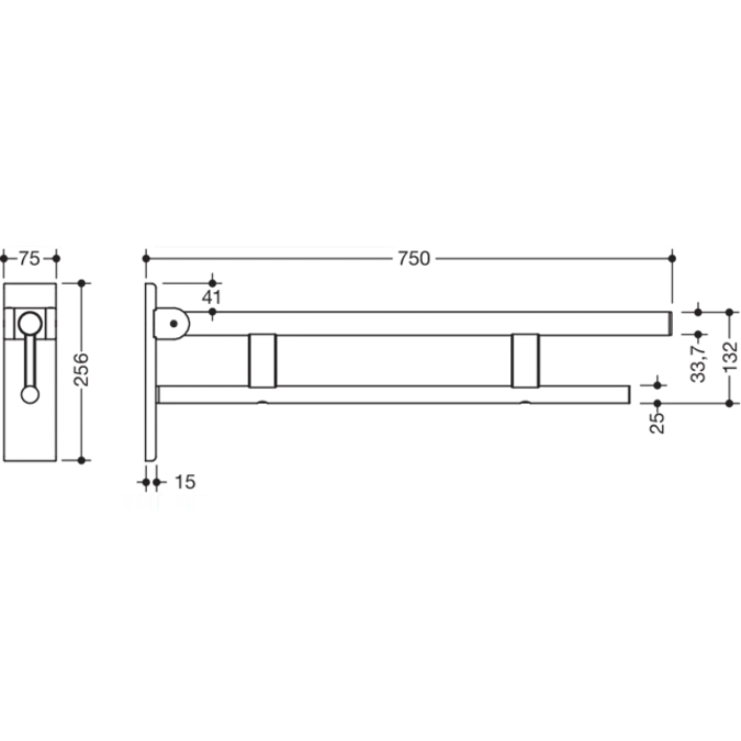 Hinged support rail Duo, 900-50-16040