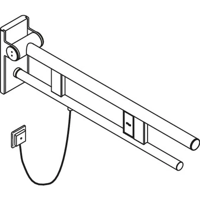 Stützklappgriff Duo, Design A, mit Spülauslösung (E-Ausführung), 700 mm, pulverbeschichtet, links, 900-50-14260