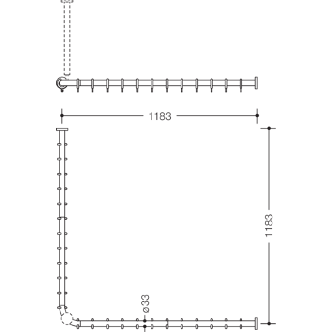HEWI Shower curtain rail