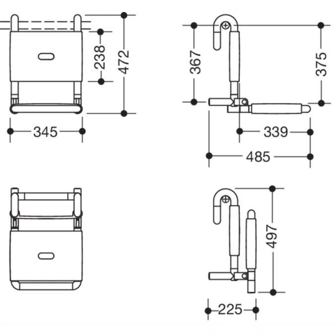 HEWI Removable hanging seat 