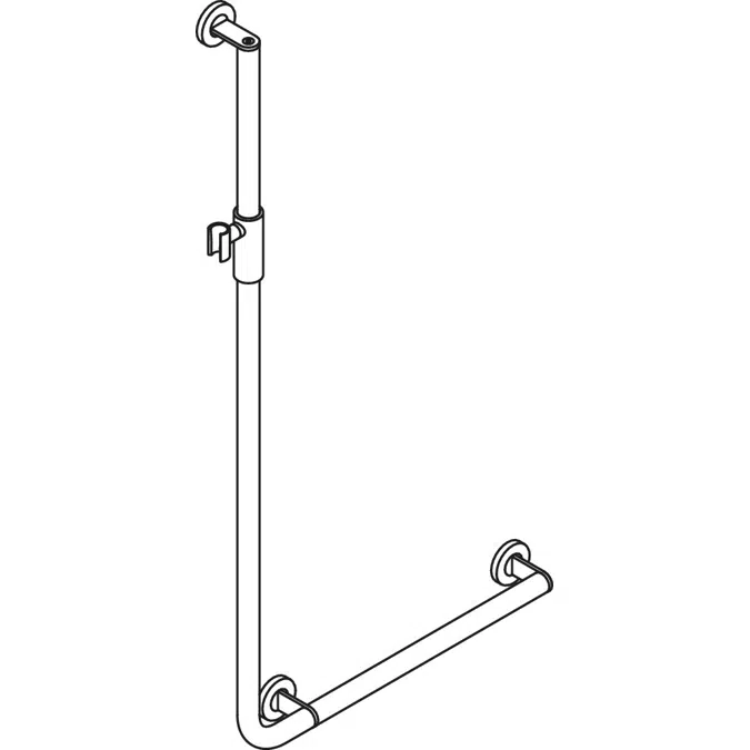 HEWI L-shaped support rail with magnetic shower head holder