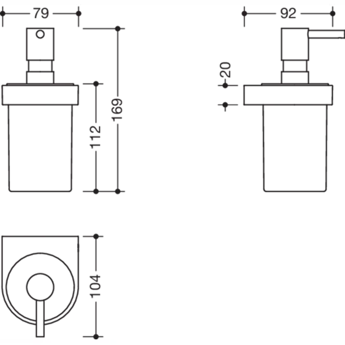 Distributeur de savon liquide avec support HEWI, 700-06-00000