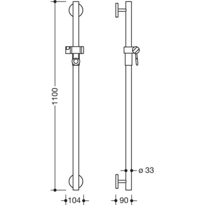 HEWI Rail with shower head holder