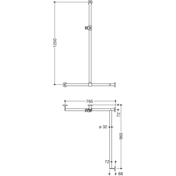 Barre de maintien pour douche, avec barre à support réglable, version droite, 900-35-306XA
