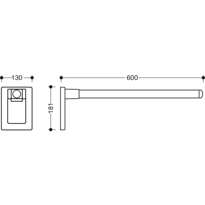 Hinged support rail Mono WARM TOUCH, 600 mm projection, 950-50-11050