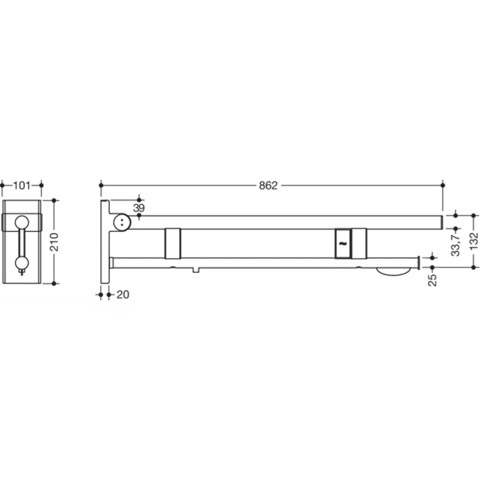 Hinged support rail Duo, 900-50-12860