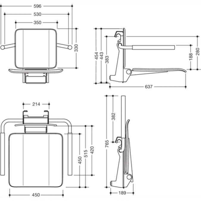 Removable hanging seat, especially for France and Switzerland, 900-51-10960
