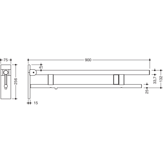HEWI Hinged support rail Duo 