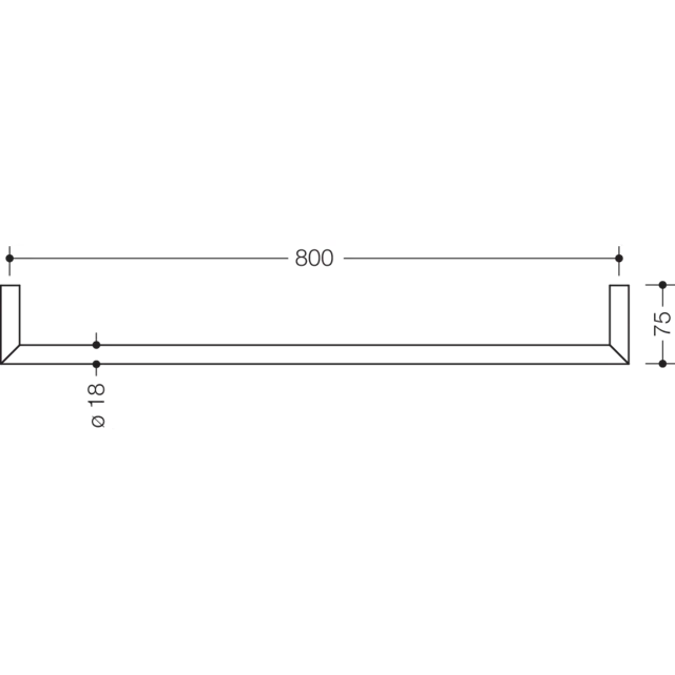 Badetuchhalter, 800 mm, Pulverbeschichtet, 162-30-20160