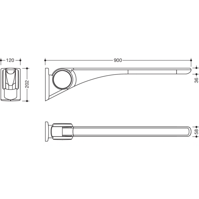 HEWI Hinged support rail Basic
