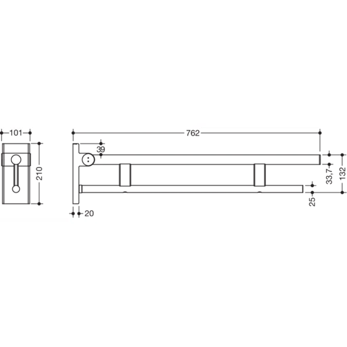 HEWI Mobile hinged support rail Duo