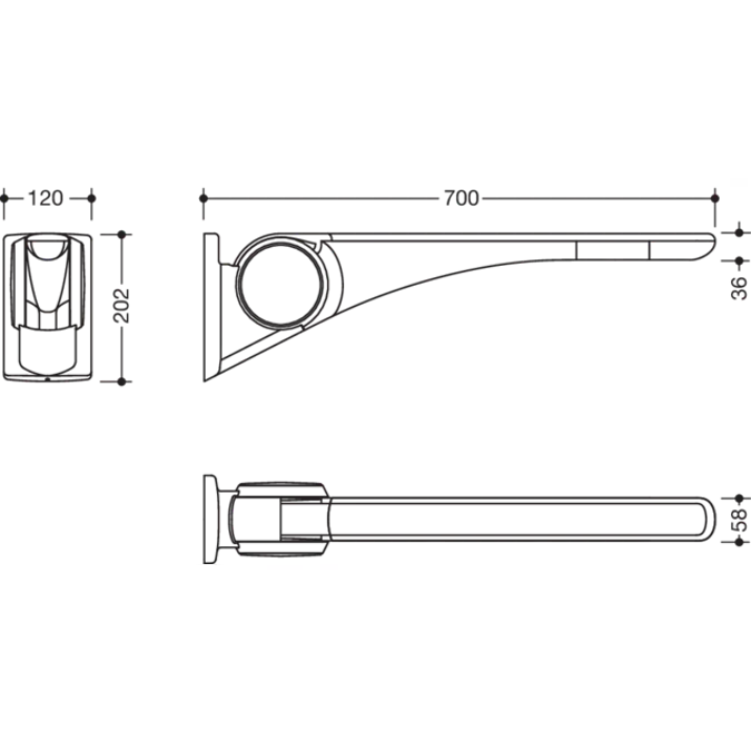 Uchwyt ścienny Basic HEWI, 802-50-40260