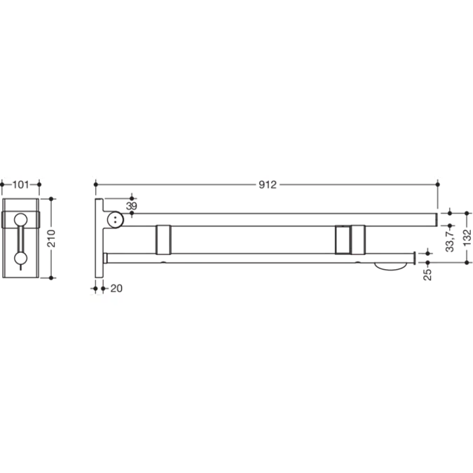 Mobile hinged support rail Duo, 900-50-417XA
