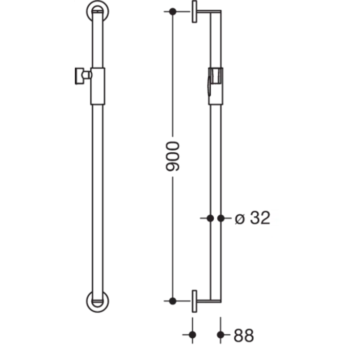 Barre avec coulisseau de douche magnétique HEWI