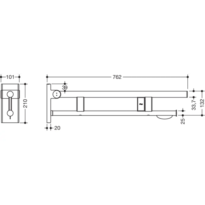 Mobile hinged support rail Duo, 900-50-41140