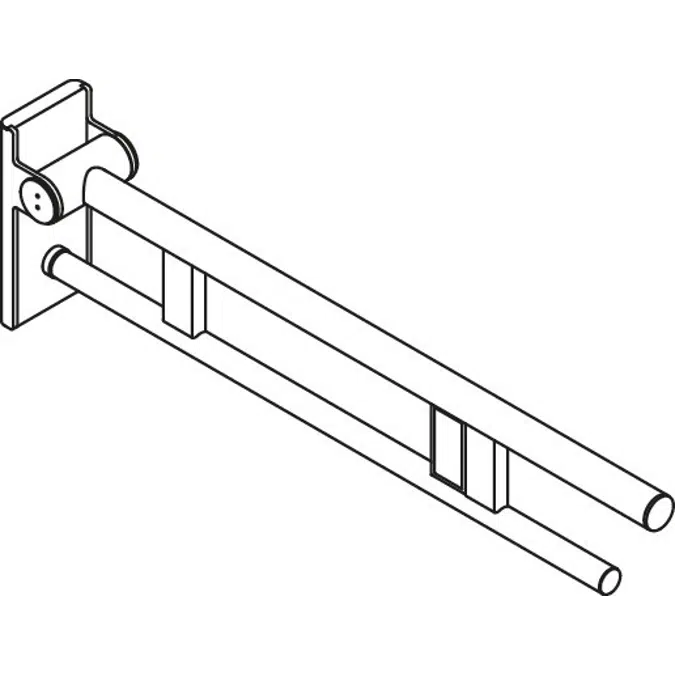 Stützklappgriff Duo, Design A, mit Spülauslösung (Funk), 750 mm, Chrom, rechts, 900-50-12340
