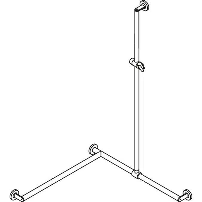 HEWI Shower grab rail with sideways adjustable vertical support bar and shower head holder