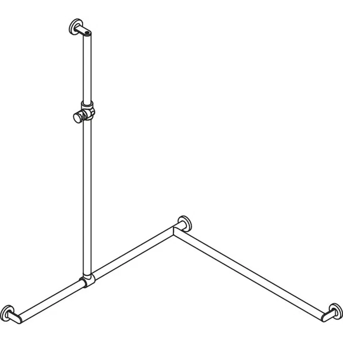 Shower grab rail with sideways adjustable vertical support bar and shower head holder, version right, 900-35-301XA