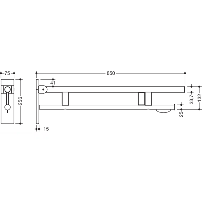 Hinged support rail Duo, 900-50-17340