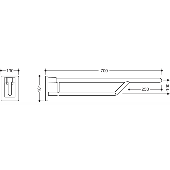 HEWI Hinged support rail Duo 