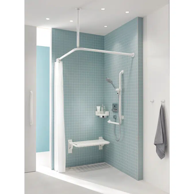 Rectangular shower compartment seat with lift-up feature (ADA), 27 5/16" x 15 1/16" (694 x 382 mm), 801-51US450