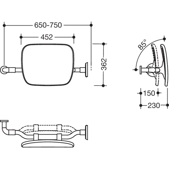 Backrest, Model lefthand,support left, rose right, 802-51-90260