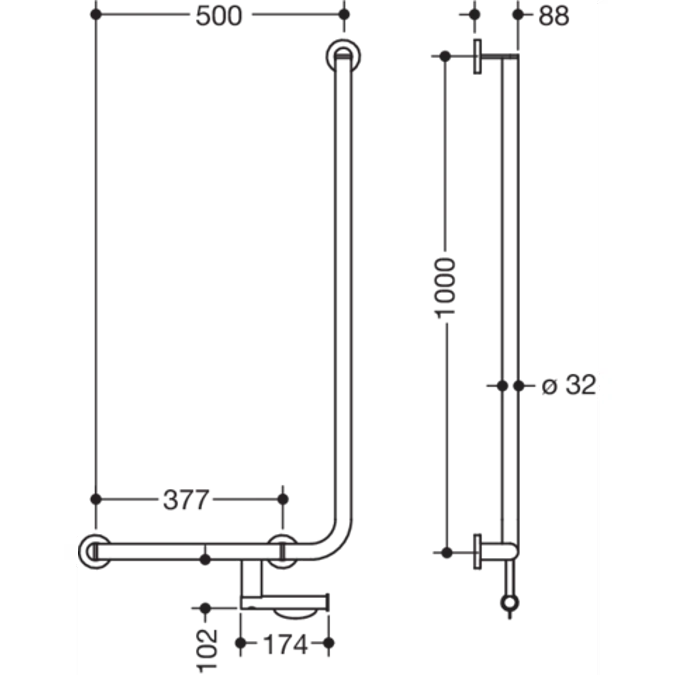 L-shaped support rail, version left, 900-22-116XA