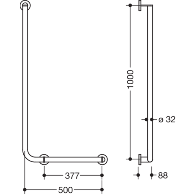 900-22-104XA  HEWI L-shaped support rail