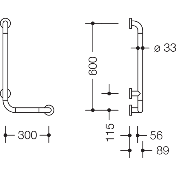 HEWI L-shaped support rail WARM TOUCH