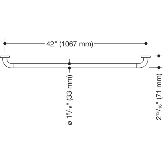 Haltegriff (ADA), 42" (1067 mm), glänzend, Stahlkern, 801-36US160