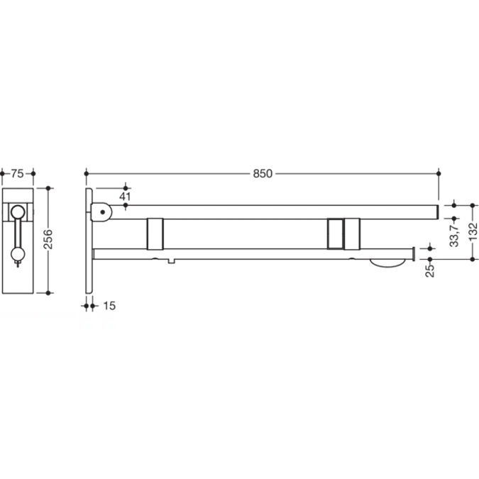 Hinged support rail Duo, 900-50-19740