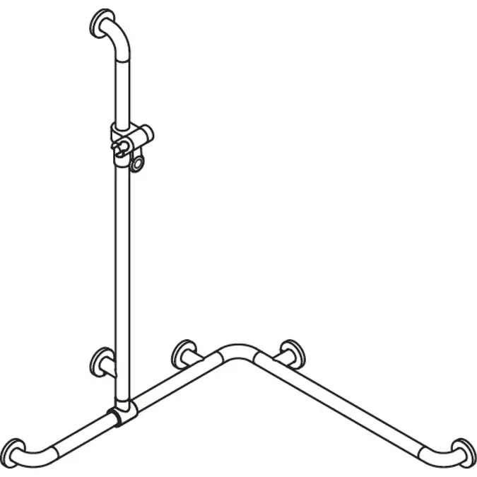 Duschhandlauf mit verschiebbarer Brausehalterstange WARM TOUCH, 1100 x 762 x 762 mm, chromoptisch beschichtet, Brausehalter Anthrazitgrau (92), Stahlkern, 801-35-31054
