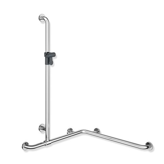 HEWI 801-35-31054 Shower grab rail with sideways adjustable vertical support bar and shower head holder