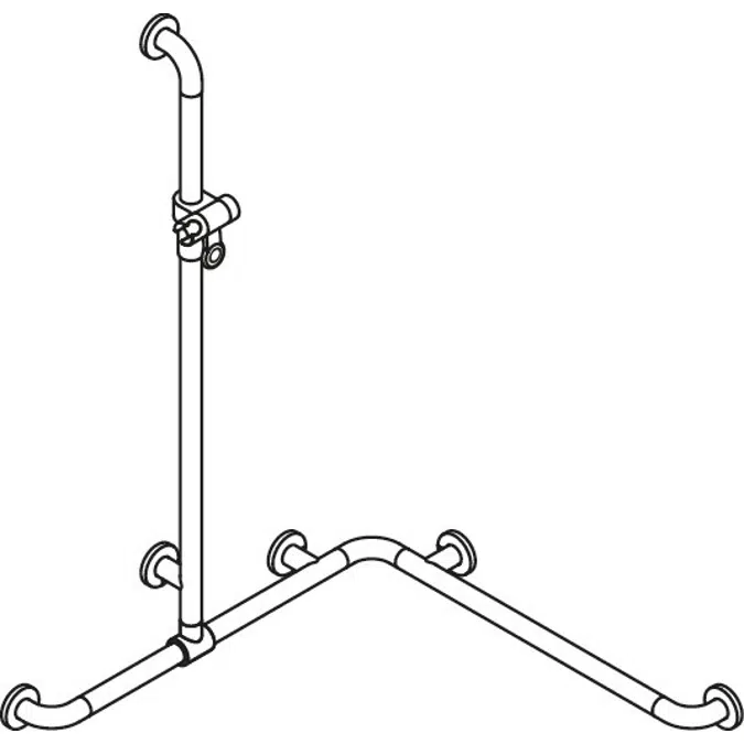 HEWI Shower grab rail with sideways adjustable vertical support bar and shower head holder WARM TOUCH