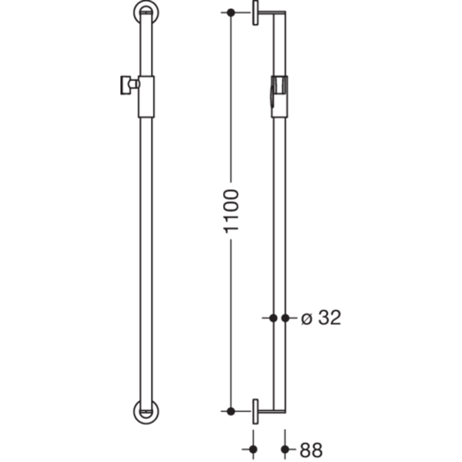 Rail with magnetic shower head holder, 900-33M00240