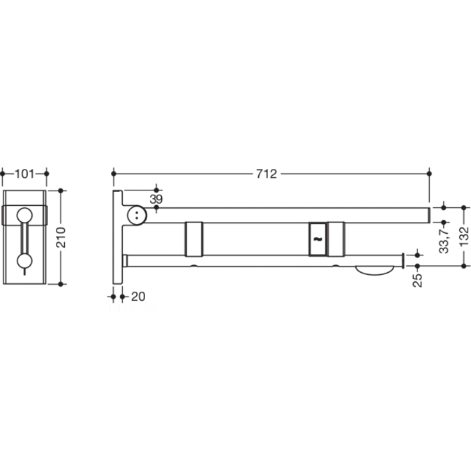 Hinged support rail Duo, 900-50-11040