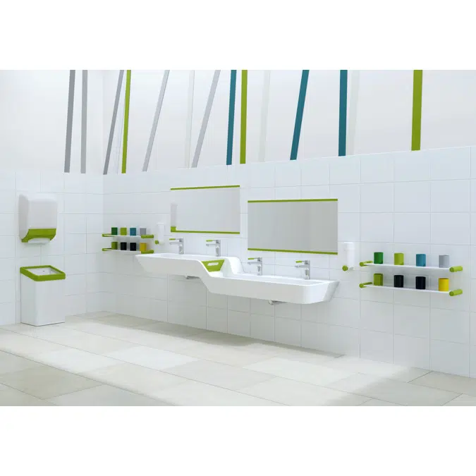 Lavabo en ligne HEWI avec graduation en hauteur