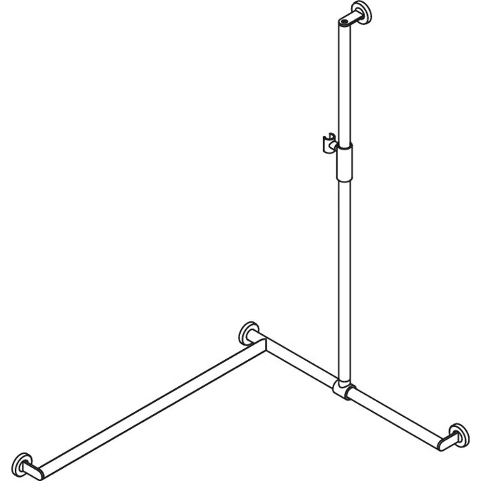 Duschhandlauf mit verschiebbarer Brausehalterstange, 1250 x 765 x 965 mm, links, Ø32, Edelstahl, matt geschliffen, Magnetbrausehalter, 900-35M307XA