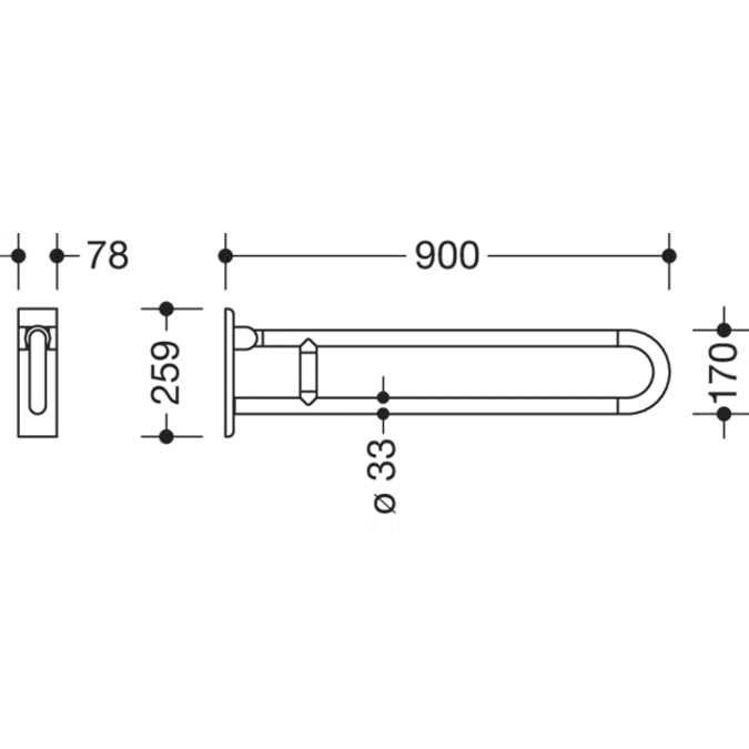 active+ Hinged support rail, rotating, 801-50D130