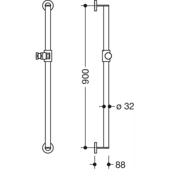 HEWI Rail with shower head holder