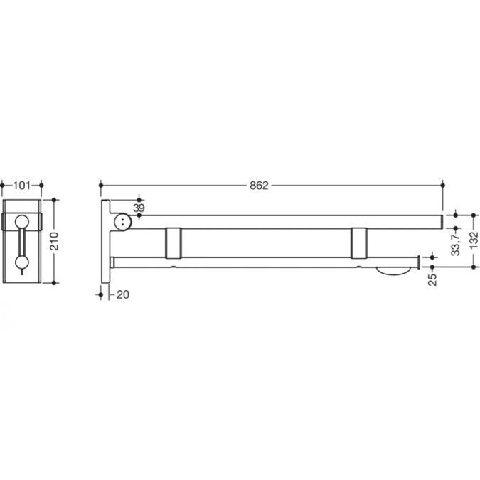 Mobile hinged support rail Duo, 900-50-40860