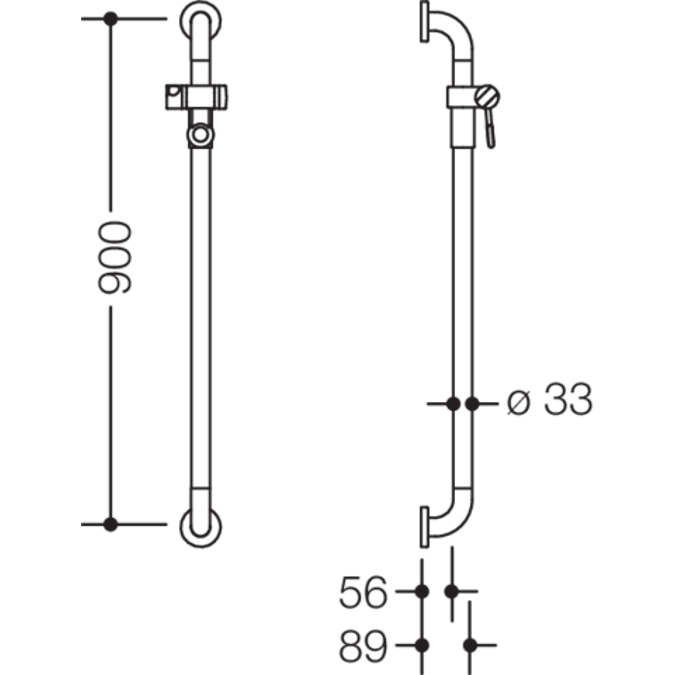 HEWI Rail with shower head holder WARM TOUCH