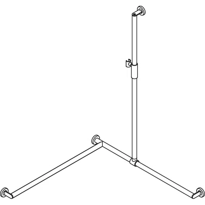 900-35M30440  HEWI Shower grab rail with sideways adjustable vertical support bar and magnetic shower head holder