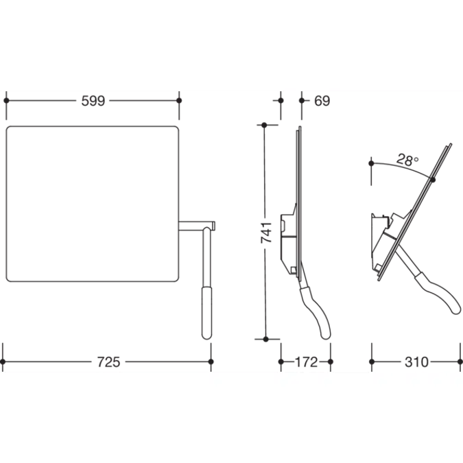 HEWI Adjustable mirror