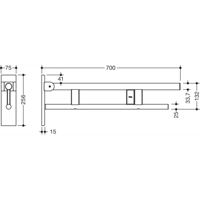 Hinged support rail Duo, 900-50-175XA