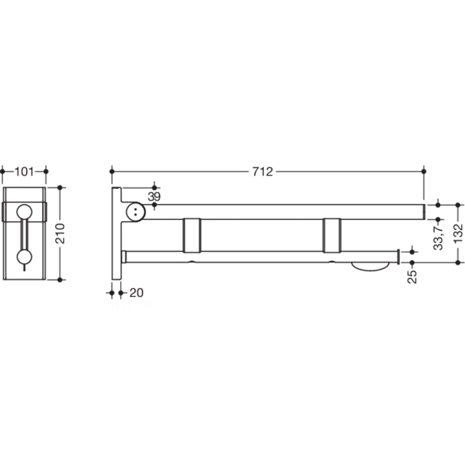 HEWI Mobile hinged support rail Duo